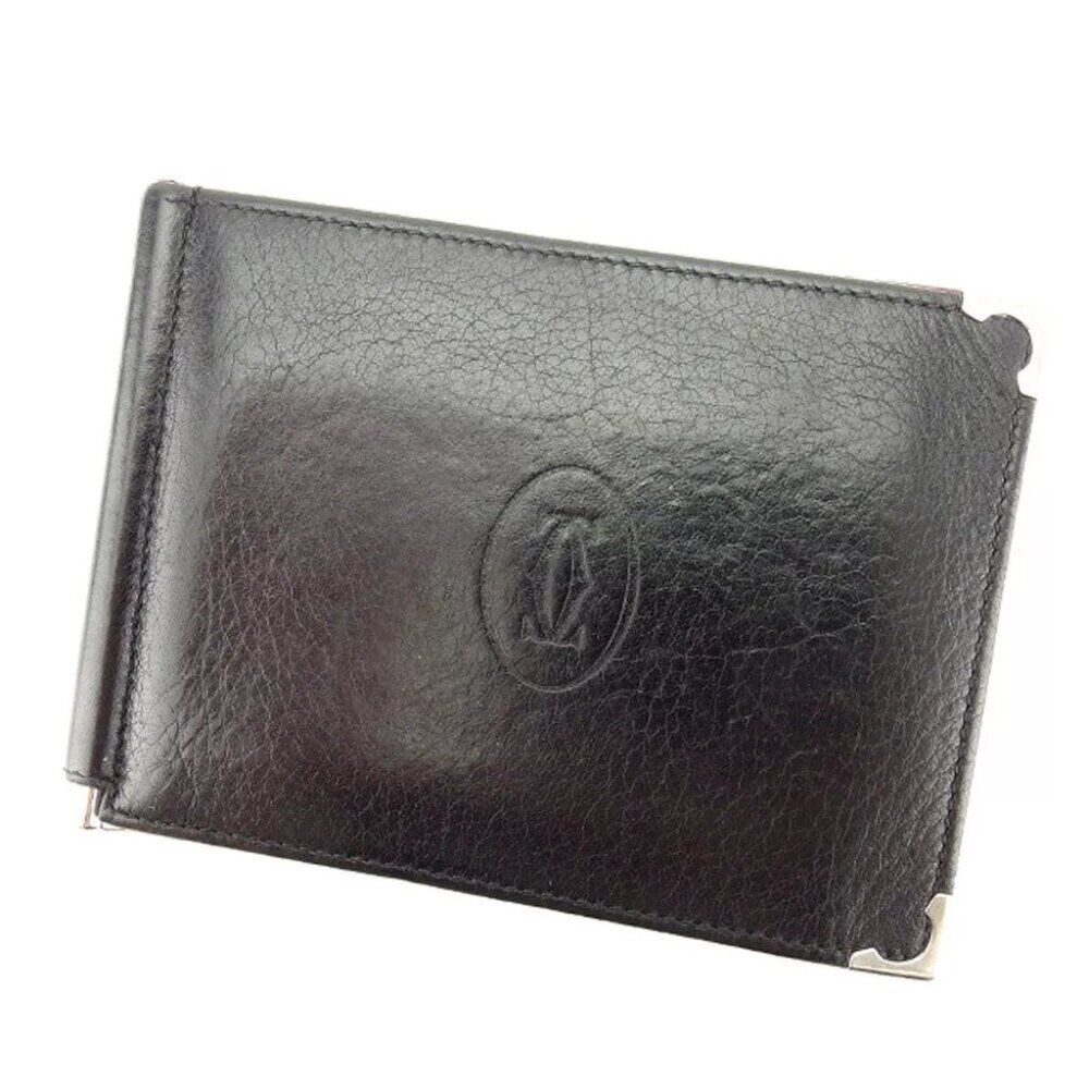 Cartier Two-folded wallet Mastline leather Authentic USED